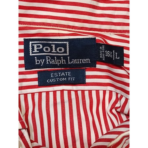 Polo by Ralph Lauren Men's Red Stripe Shirt Size 16.5-L , Button-Down, Long Slee - Picture 2 of 6